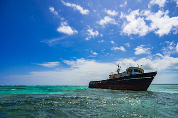 Naklejka premium old abandoned ship aground