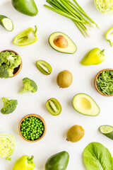 Healthy green vegetarian meal ingredients - vegetables background