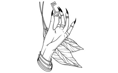 hand drawing a flower and key