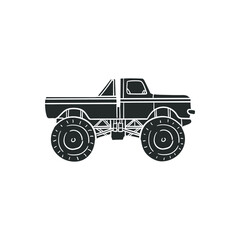 Monster Truck Icon Silhouette Illustration. Automobile Big Machine Vector Graphic Pictogram Symbol Clip Art. Doodle Sketch Black Sign. © josepperianes