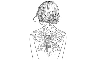 sketch of the girl with tattoo