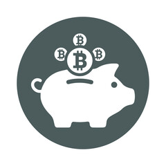 Bitcoin, saving, concept icon. Gray vector sketch.