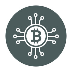 Bitcoin, cryptocurrency icon. Gray vector sketch.