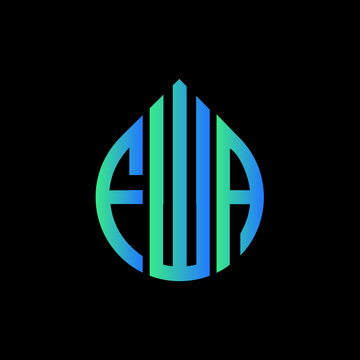 FWA letter logo design on black background. 
FWA circle letter logo design with ellipse shape.
FWA creative initials letter logo concept. FWA logo vector. 
