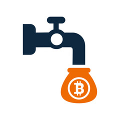 Coin, faucet, bitcoin, cryptocurrency, mining icon. Editable vector graphics.