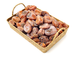 dried persimmon on white background 