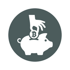 Bitcoin, savings, invest, investment icon. Gray vector sketch.