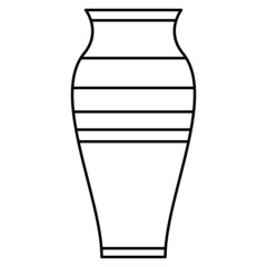 A classic ceramic amphora with a simple design with stripes. Clay vase for the interior, urn. Vector icon, outline, isolated