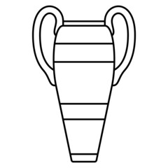 Large roomy ceramic amphora with two side handles for carrying. Vase, urn with a classic design. Vector icon, outline, isolated
