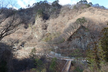 Agatsuma-kyo Gorge and Saru-hashi Bridge at Higashiagatsuma-machi in Agatsuma County in Gunma Prefecture in Japan　日本の群馬県吾妻郡東吾妻町にある吾妻峡と猿橋
