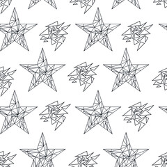illustration of a pattern with polygonal stars on a white background. golden glowing star. Vector illustration, eps 10.