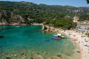Palaiokastritsa in Korfu, Greece: The Palaiokastritsa beach from above