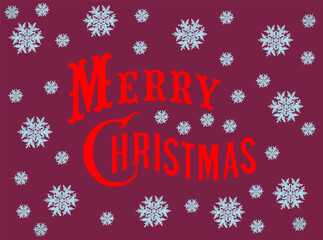 Fototapeta na wymiar Merry Christmas card on a background with snowflakes