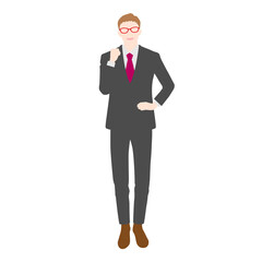 Illustration of a businessman doing a fist pump(white background, vector, cut out)