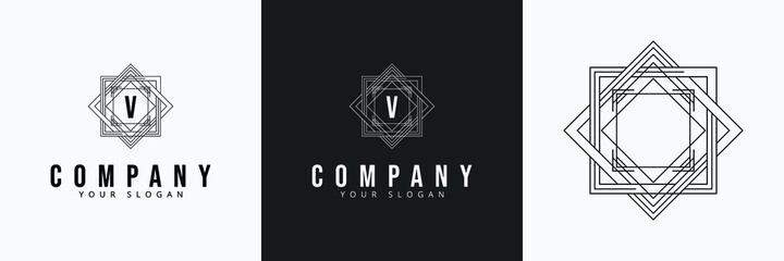 Art Deco creative logo template symbol vintage monogram