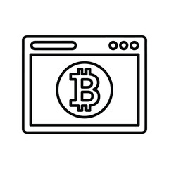 Browser, bitcoin, coin line icon. Outline vector.