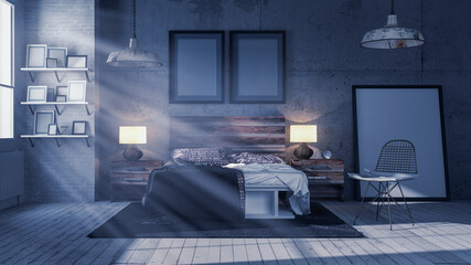 Fototapeta my bedroom in the evening obraz
