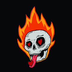 skull fire illustration print on t-shirts,jacket,souvenirs or tattoo free vector