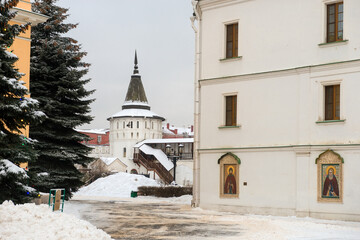 Danilov stavropegic monastery on a winter day in Moscow