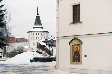Danilov stavropegic monastery on a winter day in Moscow