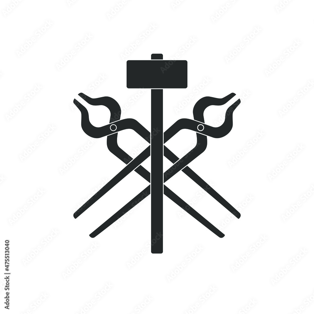 Canvas Prints blacksmith tools graphic sign. smithy symbol. forging tools sign isolated on white background. vecto - Canvas Prints