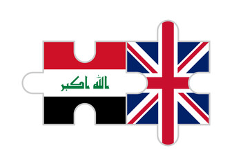 puzzle pieces of iraq and united kingdom flags. vector illustration isolated on white background