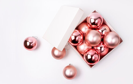 Christmas Twinkling Owners In Gift Box Boxes Shot In Top View.