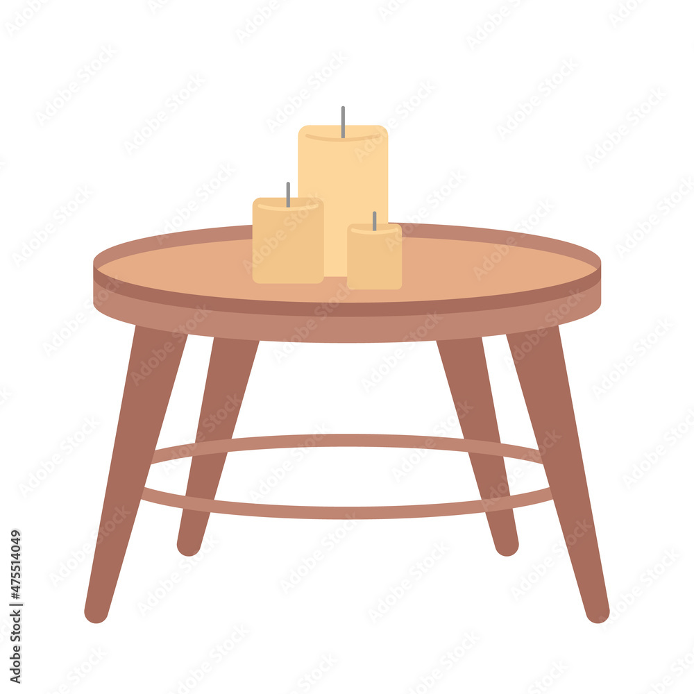 Poster decorative table with candles semi flat color vector item. realistic object on white. scandinavian i