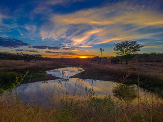 sunset over the lake