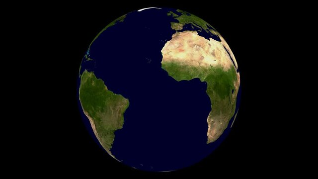 A 3D rendering of the rotating Earth ball without clouds loop