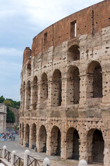 Naklejka premium views and details of the colosseum monument in rome in Italy