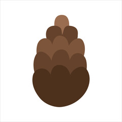 Pine cone from the Christmas tree. Cartoon vector illustration. Flat style.