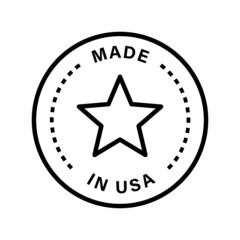 Made in USA icon in circle outline.