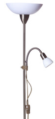 silver aluminum metallic uplighter torchiere floor lamp with shade and  small reading light...