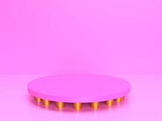 3d render abstract platforms with golden part. Realistic mock up for promotion, banners background, product show.