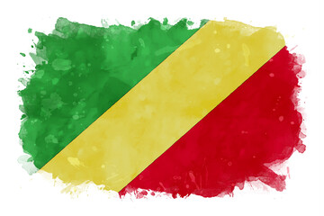 Congo National Flag Watercolor Illustration