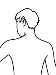 black and white of cute man cartoon for coloring
