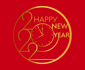set Happy new year 2022 golden numbers typography greeting card, social media templates