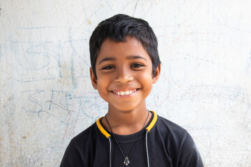 Portrait of a young rural boy smiling 