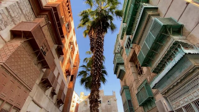 Jeddah Saudi Arabia  November 11 2021 Old city in Jeddah, Saudi Arabia known as Historical Jeddah. Ancient building in UNESCO world heritage historical village Al Balad.Saudi Arabia 