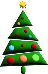 Christmas tree pine. Colorful modern design. Christmas elements for decoration. Vector illustration isolated on white