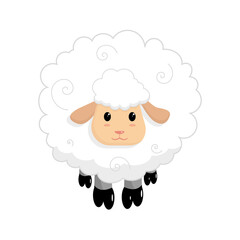 Cute sheep on white background, cartoon