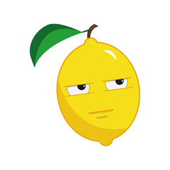 Sad tired lemon on white background, cartoon