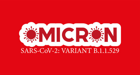 Omicron SARS-CoV-2 Variant B.1.1.529 strain. Banner, infographic, logo.