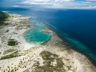 Aerial of a massive tectonic uplift in Loon, Bohol, Philippines. Uplifted limestone and coral.
