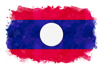 Laos National Flag Watercolor Illustration