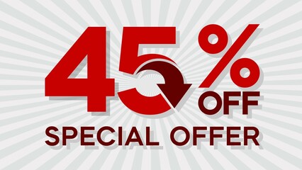 Special offer discount up to 45 percent, banner template design, special offer discount sales promotion. vector template illustration