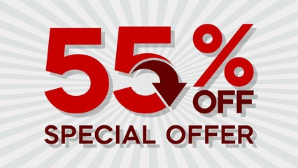 Special offer discount up to 55 percent, banner template design, special offer discount sales promotion. vector template illustration