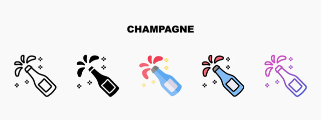 Wine Bottle champagne icon designed in outline flat glyph filled line and gradient. Perfect for website mobile app presentation and any other projects. Enjoy this icon for your project.