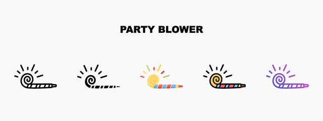 Party Blower icon designed in outline flat glyph filled line and gradient. Perfect for website mobile app presentation and any other projects. Enjoy this icon for your project.